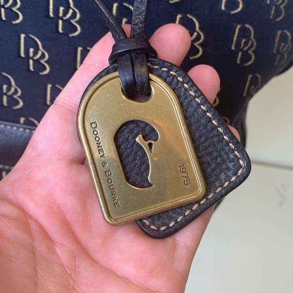 Dooney & Bourke | Black Canvas Leather Open Top Monogram DB Logo Shoulder Bag - Picture 3 of 17